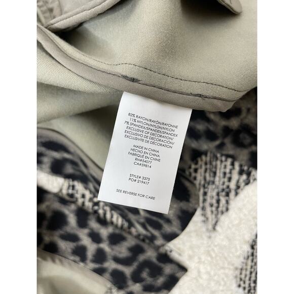Cabi Leopard Print Gray & Black Ponte Knit Jungle Jacket One Button Blazer sz 4 - Picture 7 of 8